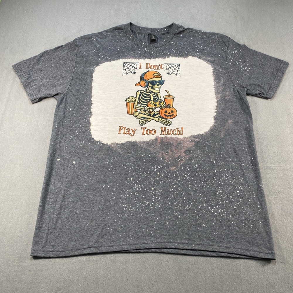 Halloween Skeleton Mens I Don't Play Too Much Gaming Gray T-shirt XL